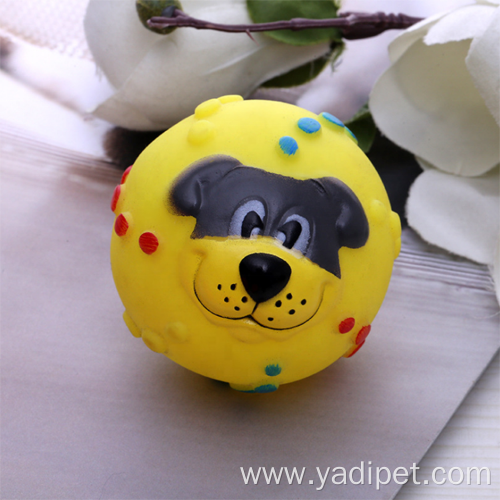 Resistant Squeaky Ball Smile Vinyl Pet Dog Toy